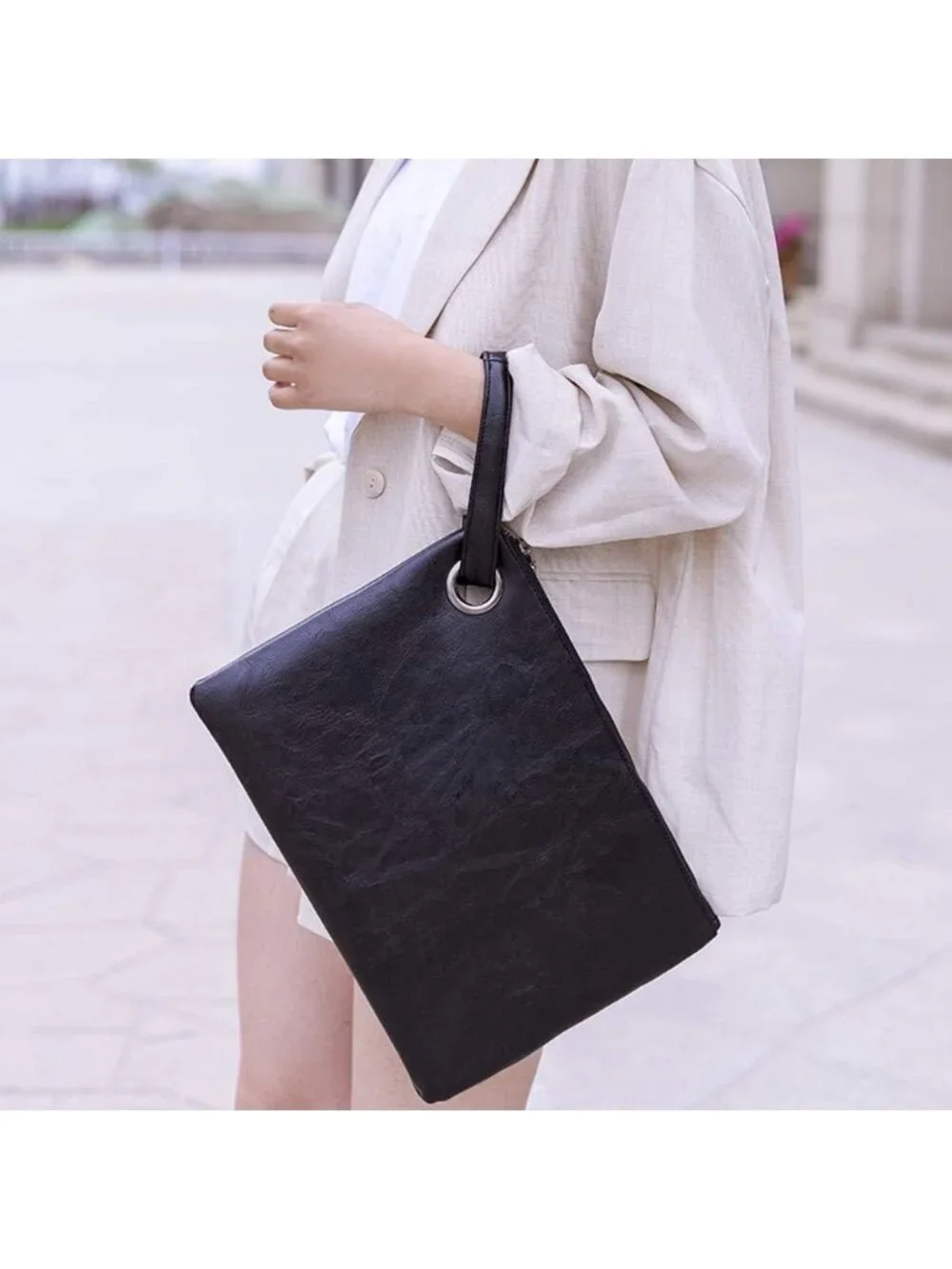 Women's Blue Evening Clutch Purse Envelope Zipper Handbag Shoulder Bag
